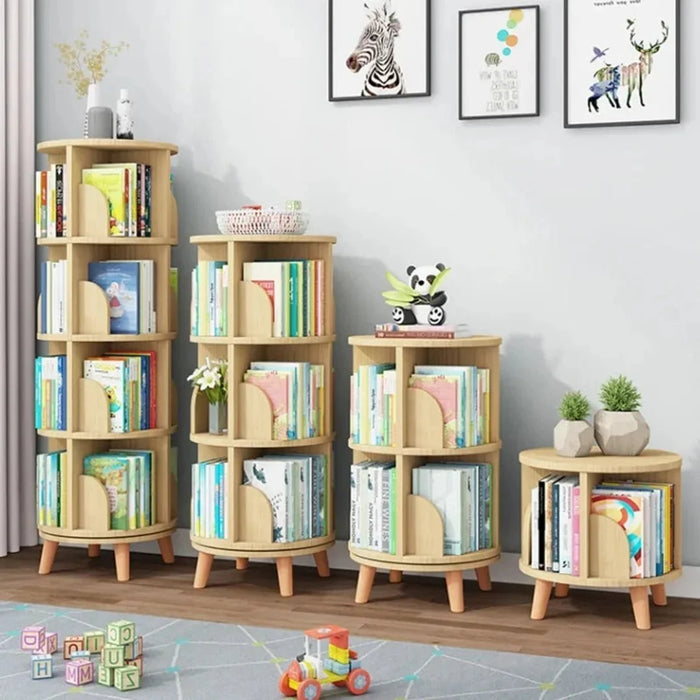 Montessori Bookcase 6 options 360° Rotatable Wood Bookcase - Space-Saving Book Storage Shelf