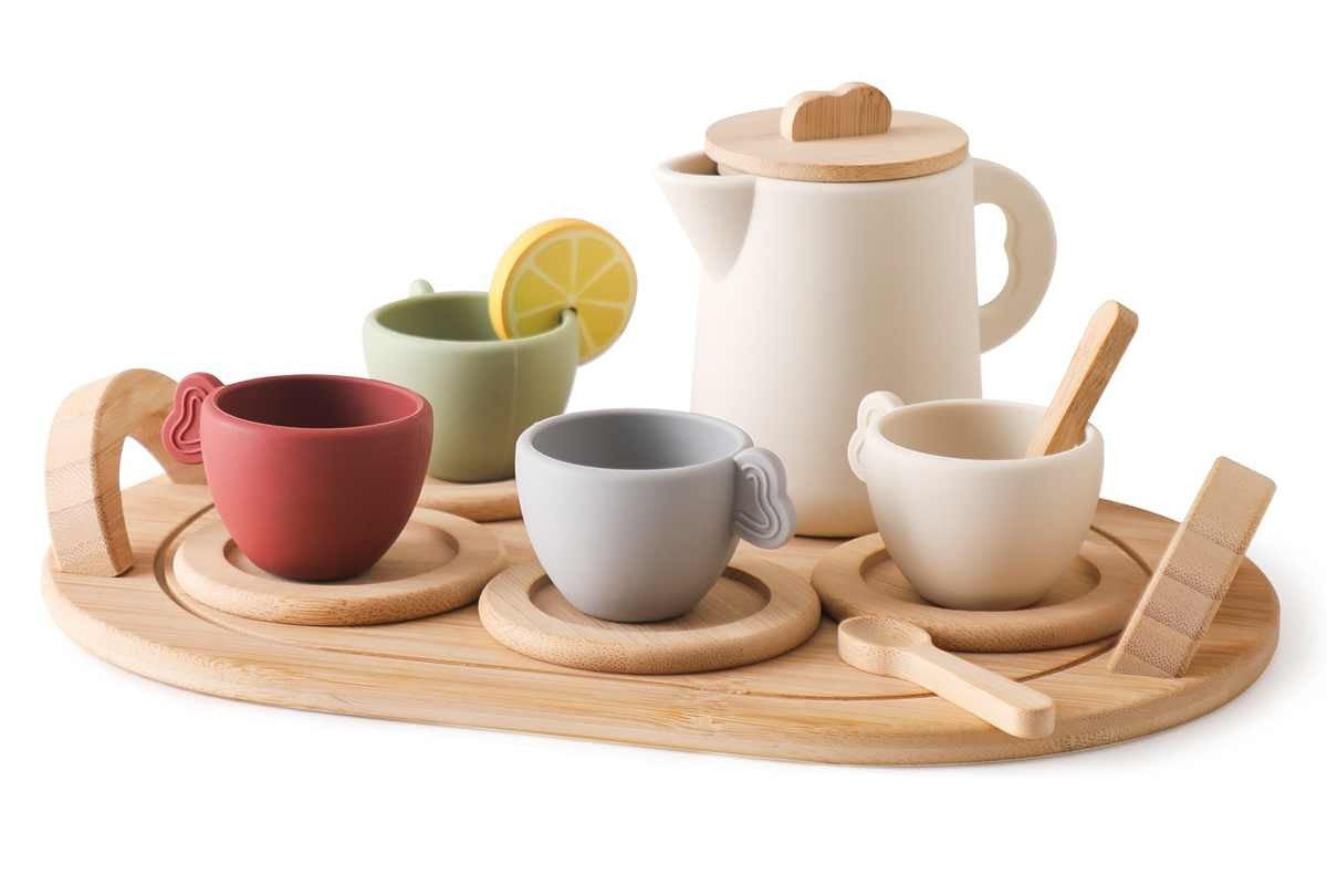 Montessori Tea Party Set - Silicone & Wooden Play Toy