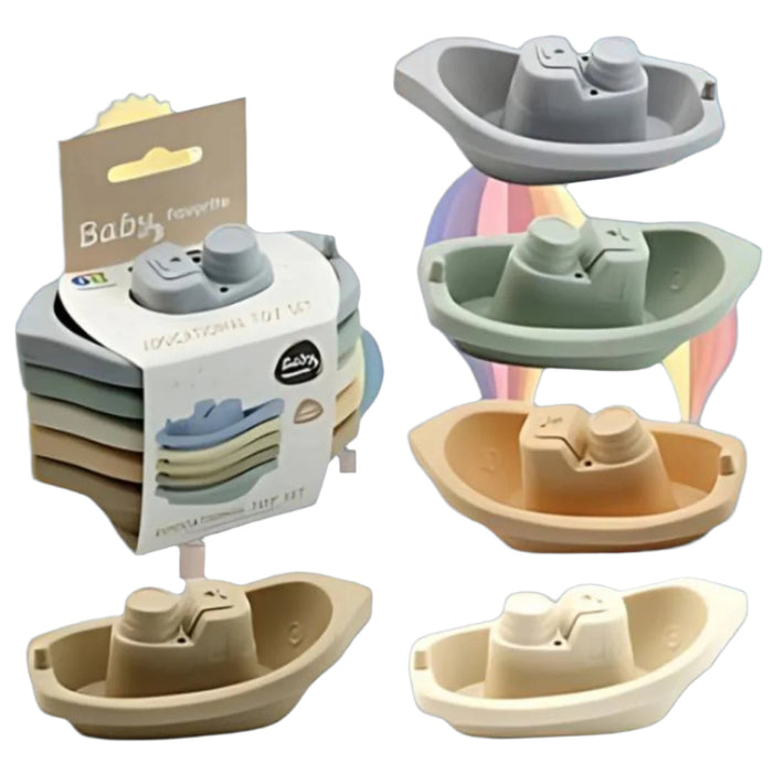 Montessori Colorful Stacking Boat Bath Toys – Floating Water Play Set for Kids