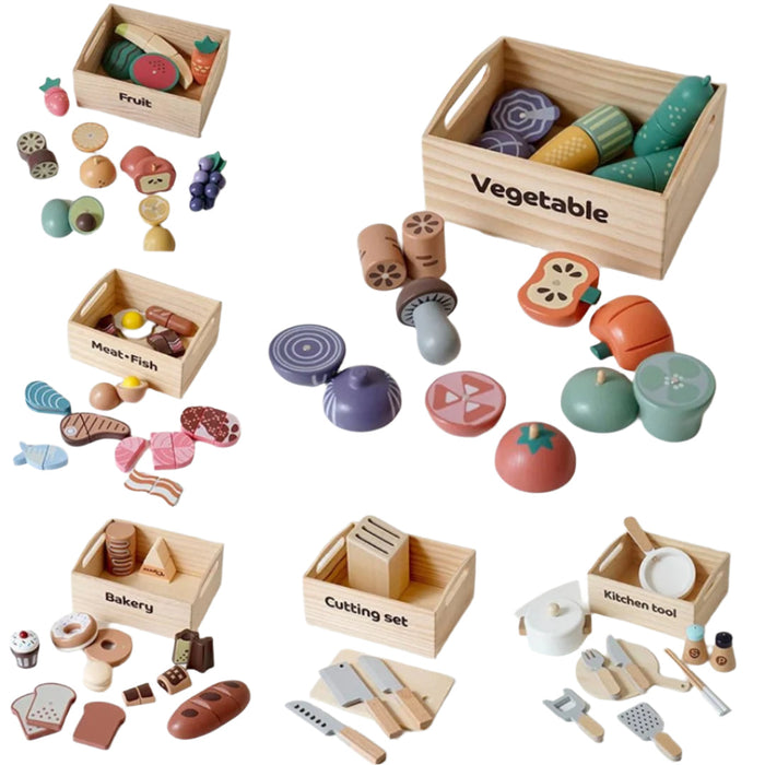 Montessori Magnetic Wooden Kitchen Play Set – Pretend Play Food Toys for Kids