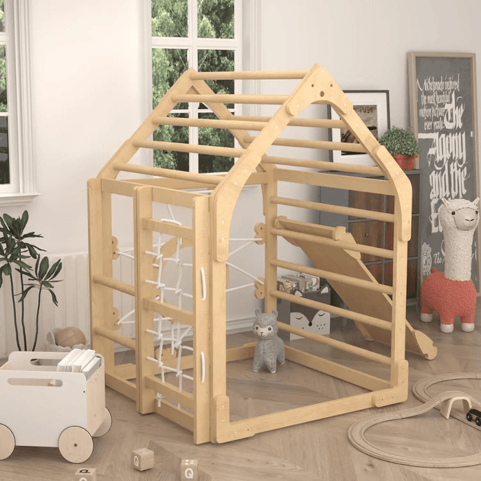 Montessori Pikler Triangle Set – Toddler Indoor Jungle Gym & Climbing Playhouse