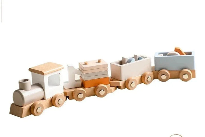 Montessori Toys Baby Educational Train Set with Numbers Stacking Shapes Modern Living Design