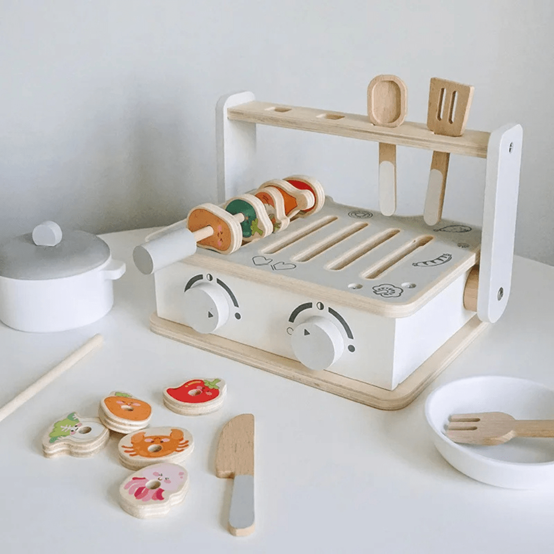 Wooden BBQ Playset for Kids – Educational Role Play Cooking Toy