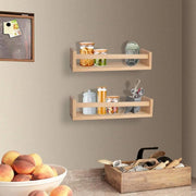 2Pcs Natural Wood Floating Wall Bookshelf for Kids - Nursery Room Shelves