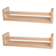 2Pcs Natural Wood Floating Wall Bookshelf for Kids - Nursery Room Shelves