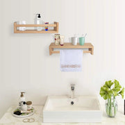 2Pcs Natural Wood Floating Wall Bookshelf for Kids - Nursery Room Shelves