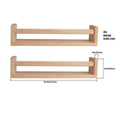 2Pcs Natural Wood Floating Wall Bookshelf for Kids - Nursery Room Shelves