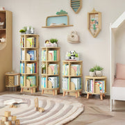 Montessori Bookcase 6 options 360° Rotatable Wood Bookcase - Space-Saving Book Storage Shelf