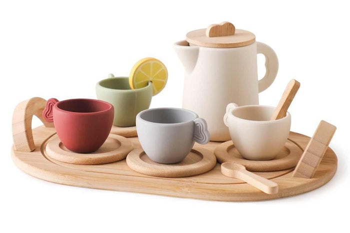 Montessori Tea Party Set - Silicone & Wooden Play Toy