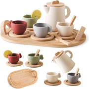 Montessori Tea Party Set - Silicone & Wooden Play Toy