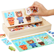 Animal Dress-Up Wooden Puzzle – Early Education Jigsaw Game for Kids
