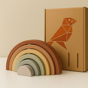 Montessori Rainbow Stacker - Natural Wood Educational Toy for Toddlers