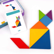 Montessori Wooden Tangram Puzzle - Shape Matching Toy for Toddlers