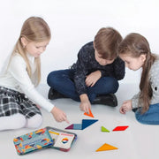 Montessori Wooden Tangram Puzzle - Shape Matching Toy for Toddlers