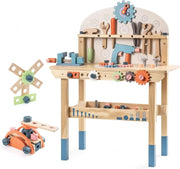 Montessori Kids Tool Bench Set  Large Wooden Work Bench Construction Toys 41 Pieces Kid Toys Tool Set  for Boys Girls Age 3+