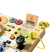 Montessori Wooden Car Dashboard – Toddler Light and Sound Toy