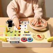 Montessori Wooden Car Dashboard – Toddler Light and Sound Toy