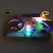 Montessori Wooden Car Dashboard – Toddler Light and Sound Toy