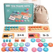 Montessori Wooden Ten Frame Set - Math Toy for Preschool