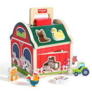 Montessori Matching House – Farm Animal Shape & Color Sorting Blocks Educational Toy