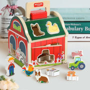 Montessori Matching House – Farm Animal Shape & Color Sorting Blocks Educational Toy