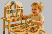 Montessori Kids Tool Bench Set  Large Wooden Work Bench Construction Toys 41 Pieces Kid Toys Tool Set  for Boys Girls Age 3+