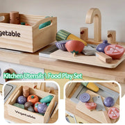 Montessori Magnetic Wooden Kitchen Play Set – Pretend Play Food Toys for Kids