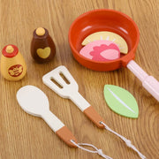 Miniature Wooden Toy Stove & Cookware Set for Kids - Pretend Play & Food Learning