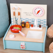 Miniature Wooden Toy Stove & Cookware Set for Kids - Pretend Play & Food Learning