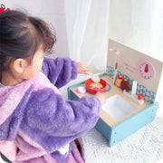Miniature Wooden Toy Stove & Cookware Set for Kids - Pretend Play & Food Learning