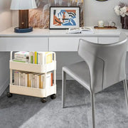 Mobile Bookcase Organizer - 2-Tier Movable Bookshelf Cart with Wheels