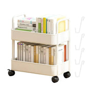 Mobile Bookcase Organizer - 2-Tier Movable Bookshelf Cart with Wheels