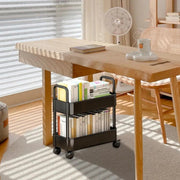 Mobile Bookcase Organizer - 2-Tier Movable Bookshelf Cart with Wheels