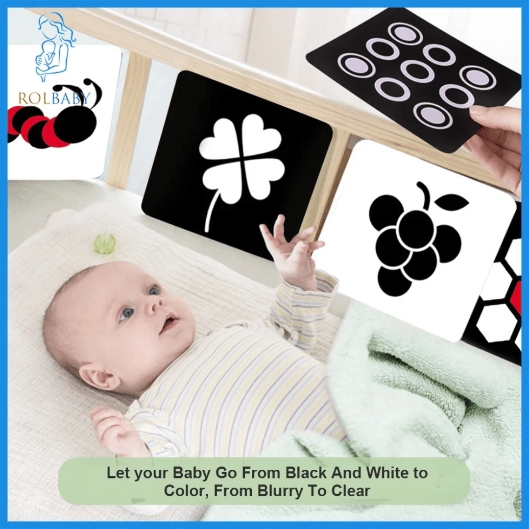 Montessori Baby Visual Stimulation Cards – High Contrast Flash Cards for Infant Cognitive Development