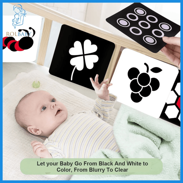 Montessori Baby Visual Stimulation Cards – High Contrast Flash Cards for Infant Cognitive Development