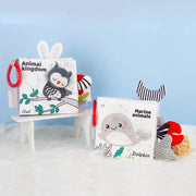 Montessori Infant Baby Cloth Book Black and White Tail Book, Voted Top Sensory Book for Babies