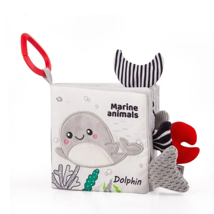 Montessori Infant Baby Cloth Book Black and White Tail Book, Voted Top Sensory Book for Babies