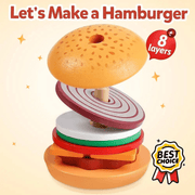 Montessori Wooden Burger Stacking Toy for Toddlers - Fine Motor & Educational Kitchen Play