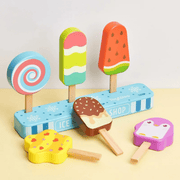 Montessori Wooden Ice Cream Playset – Pretend Food Toy for Toddlers’ Kitchen Fun