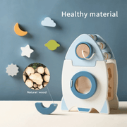 Montessori Wooden Rocket 5-in-1 Montessori Toy Set – Shape Learning & Early Education Gift