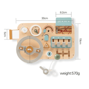 Montessori Wooden Steering Wheel Busy Board – Sensory Travel Toy for Toddlers