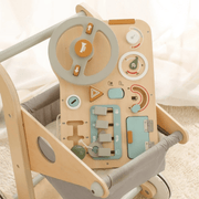 Montessori Wooden Steering Wheel Busy Board – Sensory Travel Toy for Toddlers