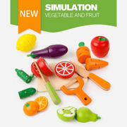 Wooden Montessori Kitchen Playset – Cutting Fruit & Veg Educational Toy for Kids